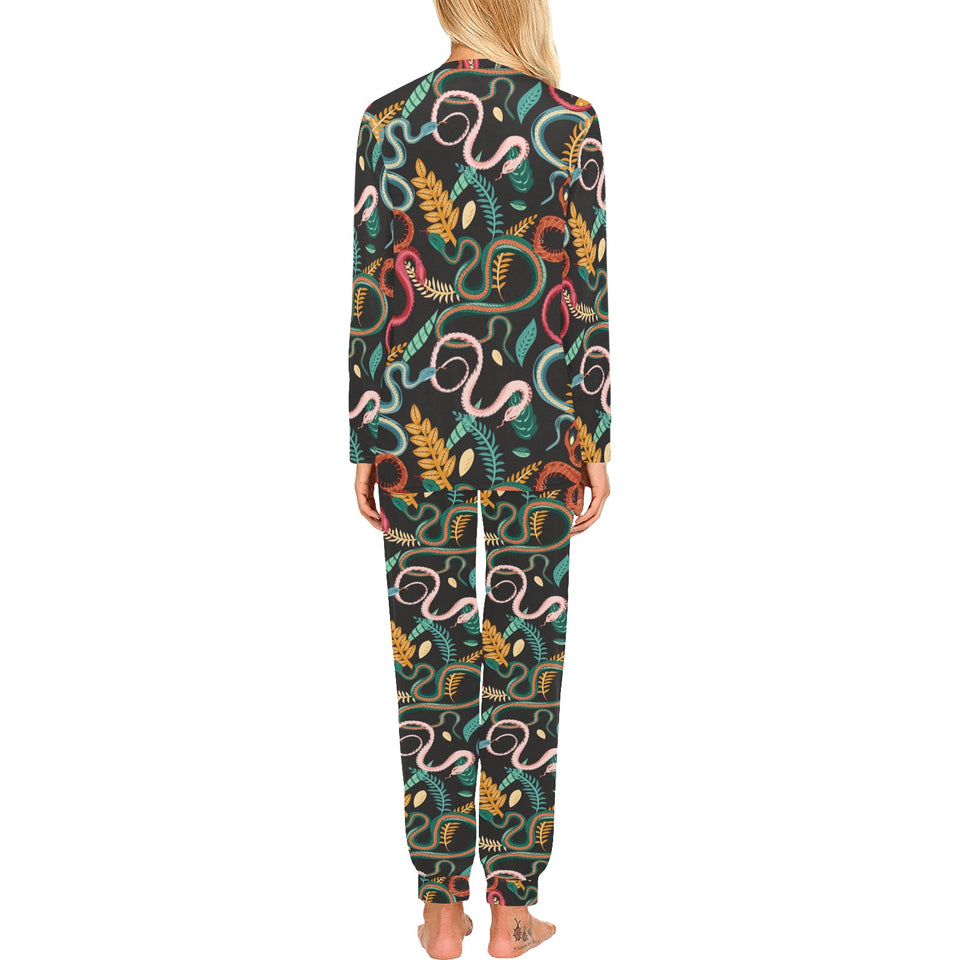 Colorful snake plant pattern Women's All Over Print Pajama Set