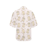 cute owl leaf Women's All Over Print Hawaiian Shirt