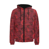 Rose Pattern Print Design 03 Men's Padded Hooded Jacket