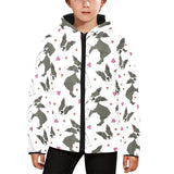 Boston terrier dog hearts vector pattern Kids' Boys' Girls' Padded Hooded Jacket