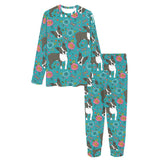 Boston terrier beautiful flower pattern Women's All Over Print Pajama Set