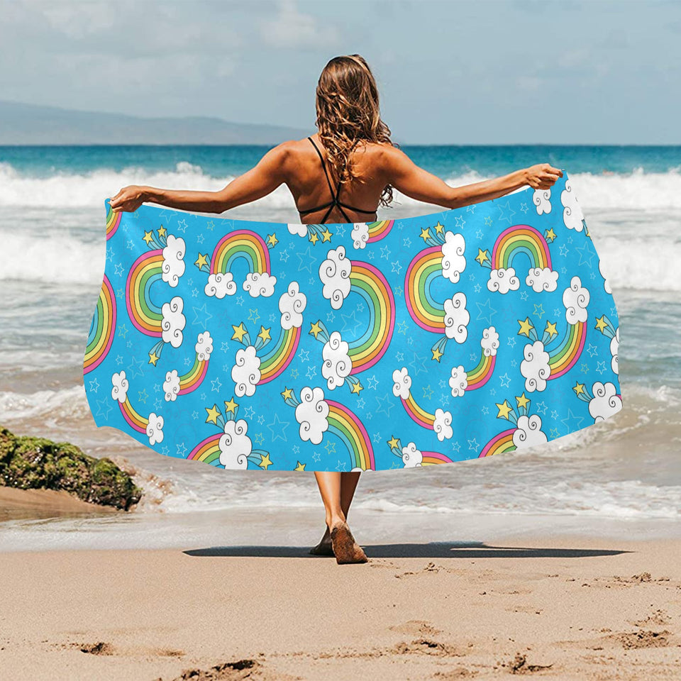 Rainbows Sky Clouds Pattern Beach Towel