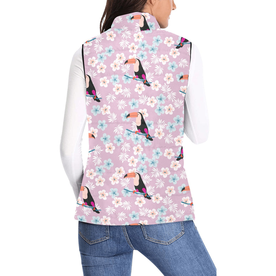 Beautiful toucan flower leaves Women's Padded Vest