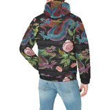 Dragons flower pattern Men's Padded Hooded Jacket