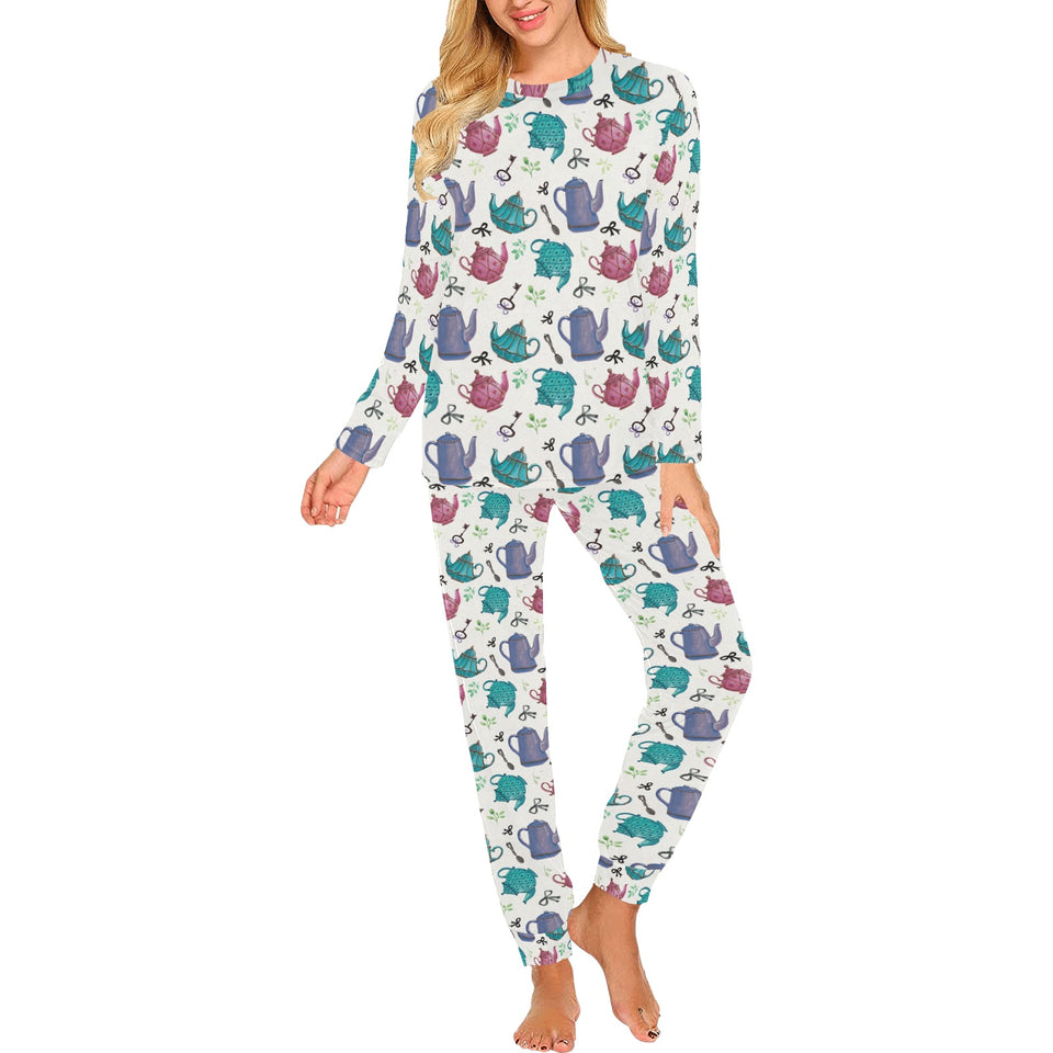 Tea pots Pattern Print Design 05 Women's All Over Print Pajama Set
