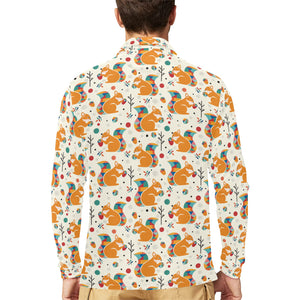 Squirrel Pattern Print Design 04 Men's Long Sleeve Polo Shirt