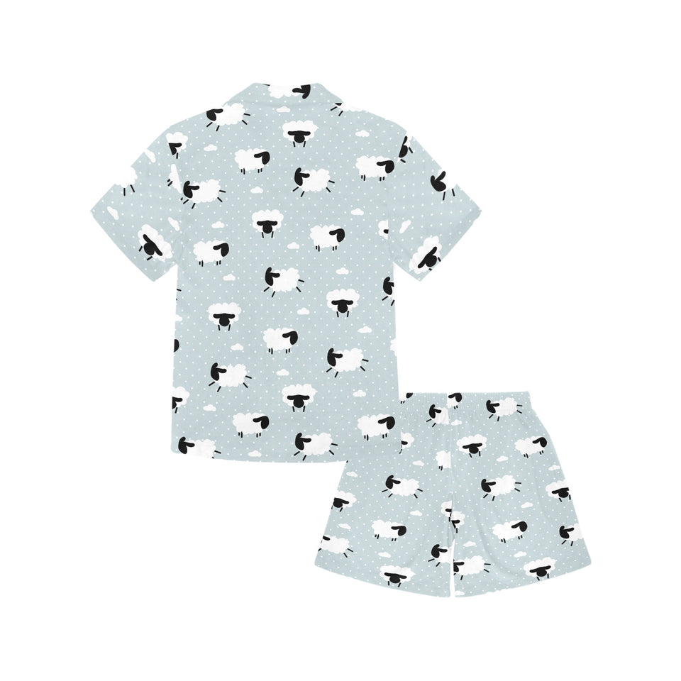 Sheep polka dot cloud pattern Kids' Boys' Girls' V-Neck Short Pajama Set