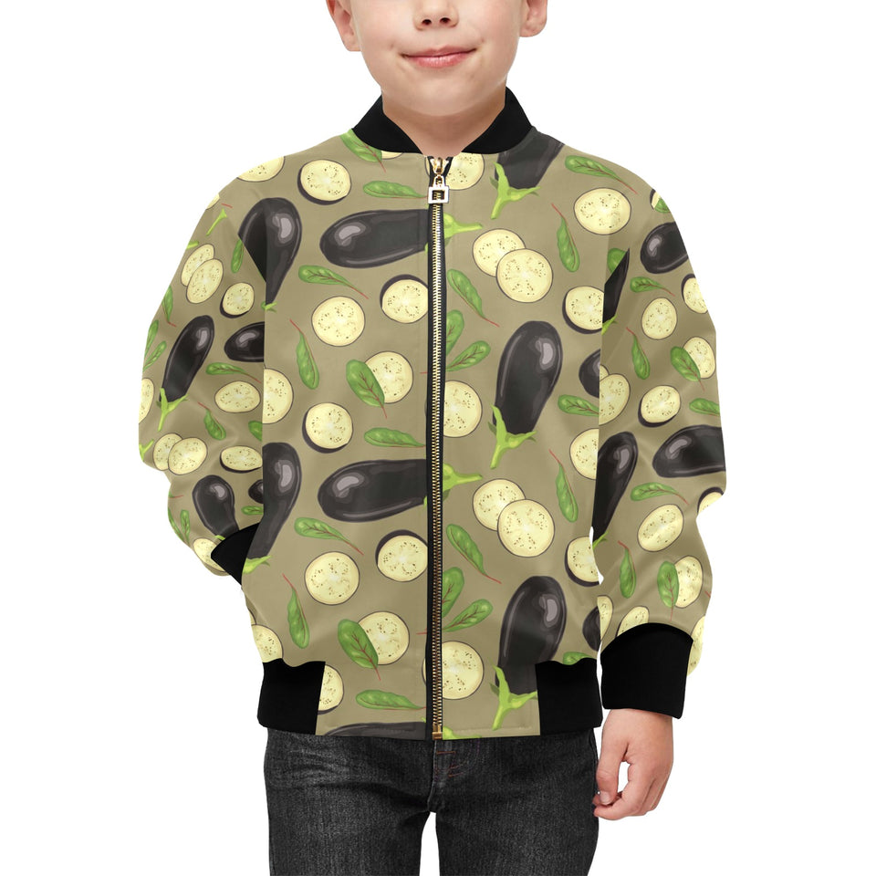 Eggplant Pattern Print Design 02 Kids' Boys' Girls' Bomber Jacket