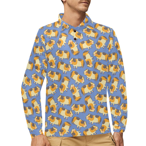 Guinea Pig Pattern Print Design 02 Men's Long Sleeve Polo Shirt