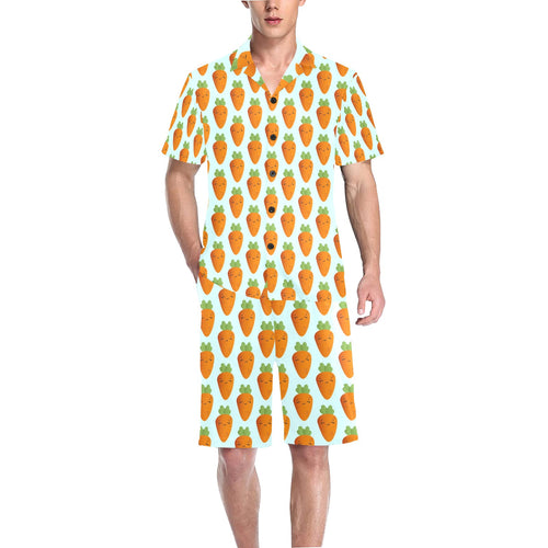 Carrot Pattern Print Design 03 Men's V-Neck Short Pajama Set