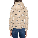 Cute raccoon heart pattern Women's Padded Hooded Jacket