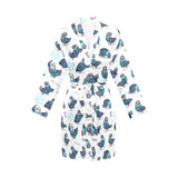 Pigeon Pattern Print Design 02 Women's Long Sleeve Belted Night Robe