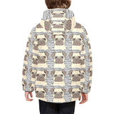 Happy pug pattern Kids' Boys' Girls' Padded Hooded Jacket