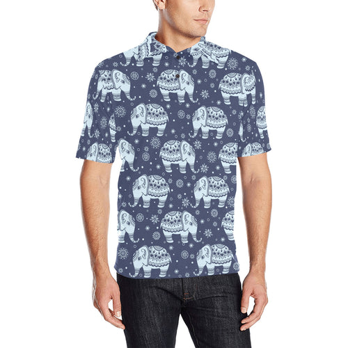 Elephant tribal design pattern Men's All Over Print Polo Shirt