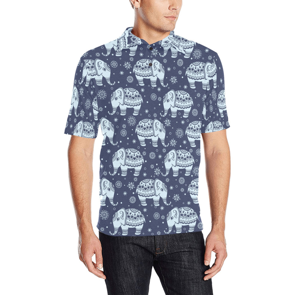 Elephant tribal design pattern Men's All Over Print Polo Shirt