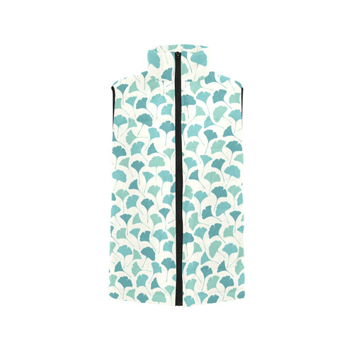 Green ginkgo leaves pattern Men's Padded Vest