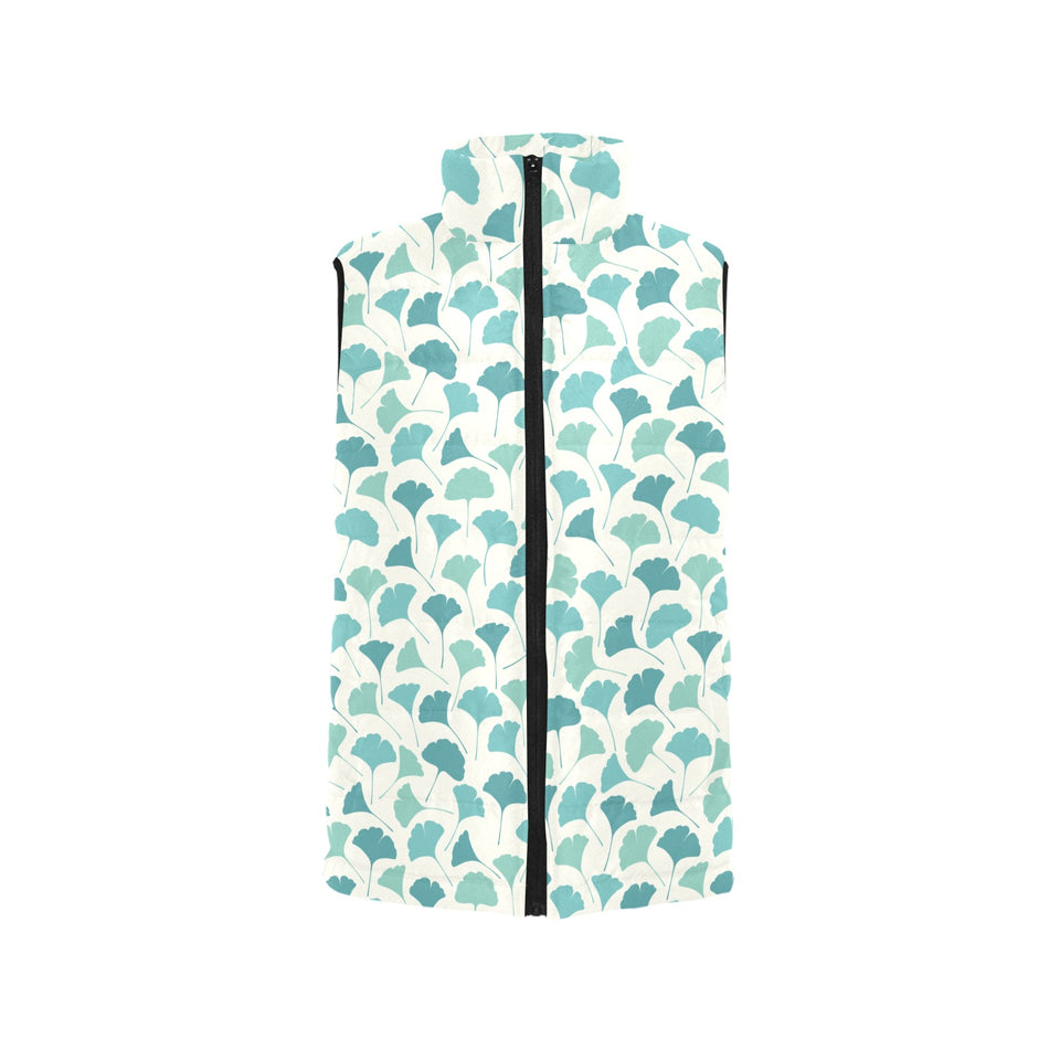 Green ginkgo leaves pattern Men's Padded Vest