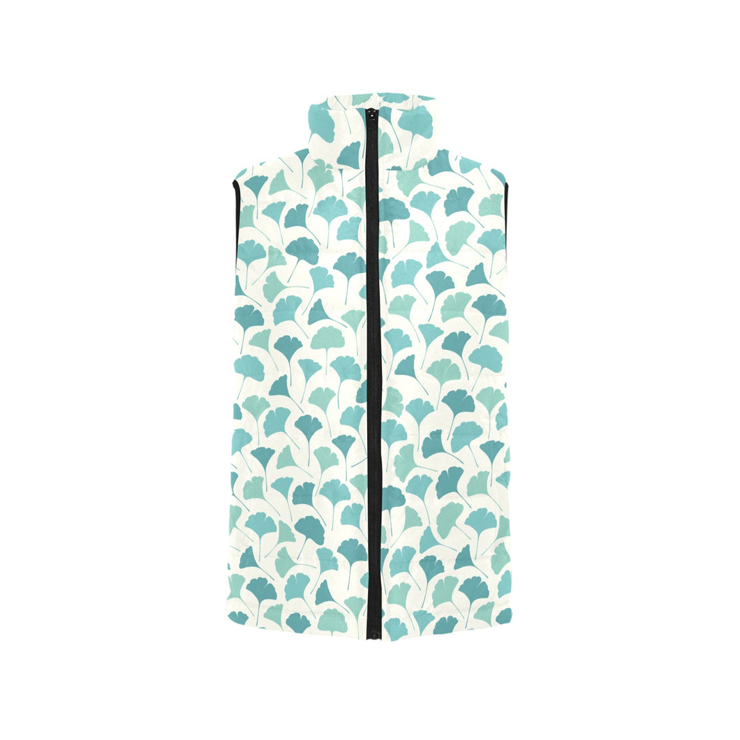 Green ginkgo leaves pattern Men's Padded Vest