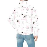 Poodle dog rose cake pattern Men's Padded Hooded Jacket