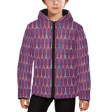 Eiffel Tower Pattern Print Design 05 Kids' Boys' Girls' Padded Hooded Jacket