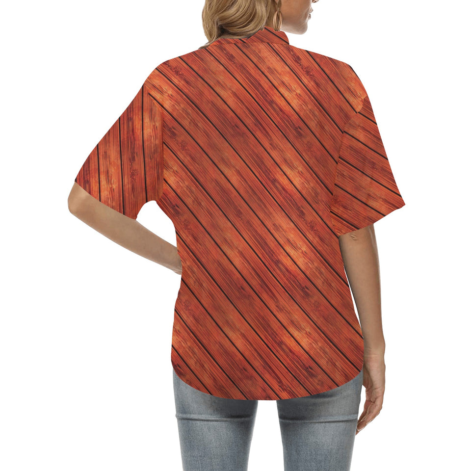 Wood Printed Pattern Print Design 03 Women's All Over Print Hawaiian Shirt