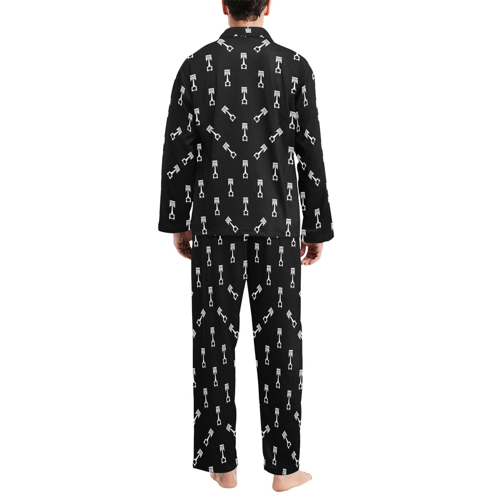 Engine Piston Black Theme Pattern Print Design 03 Men's Long Pajama Set