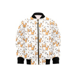 Cute corgi heart star bone pattern Kids' Boys' Girls' Bomber Jacket