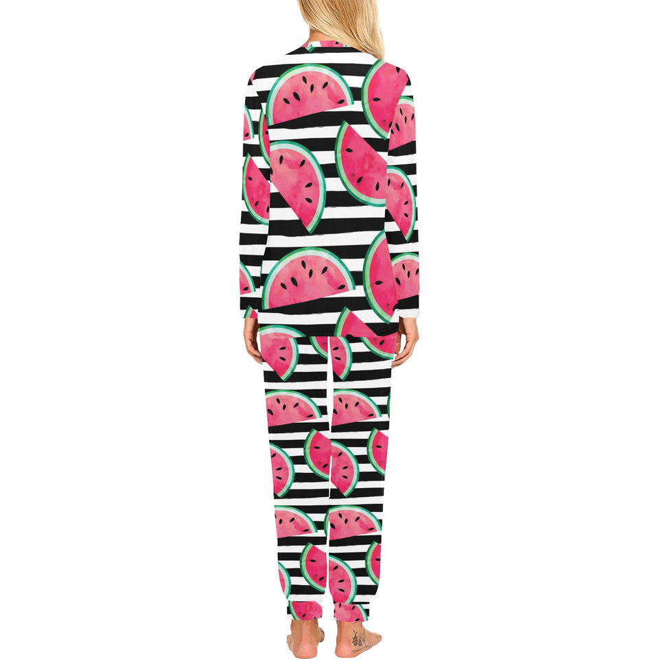 Watercolor paint textured watermelon pieces Women's All Over Print Pajama Set