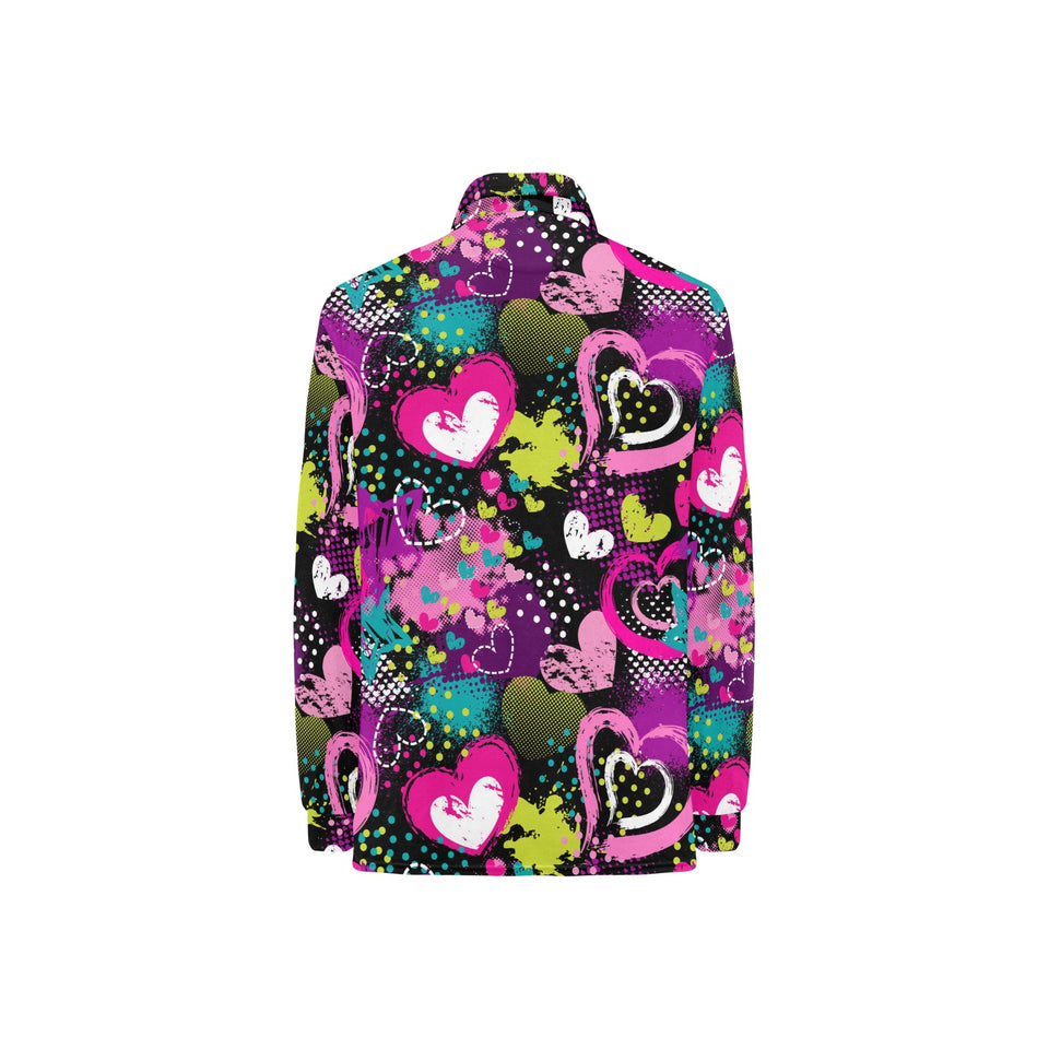 heart dot wave star creative design pattern Women's Long Sleeve Polo Shirt