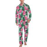 Watermelons tropical palm leaves pattern Men's Long Pajama Set