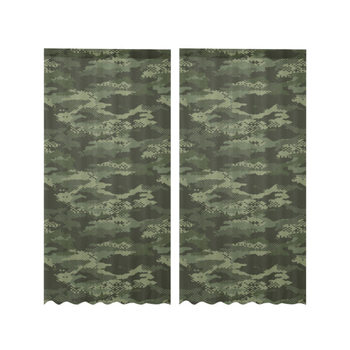Digital Green camouflage pattern Gauze Curtain