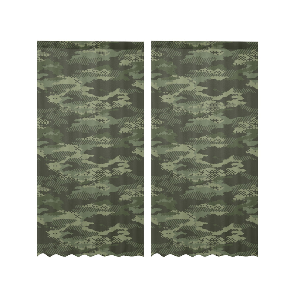Digital Green camouflage pattern Gauze Curtain