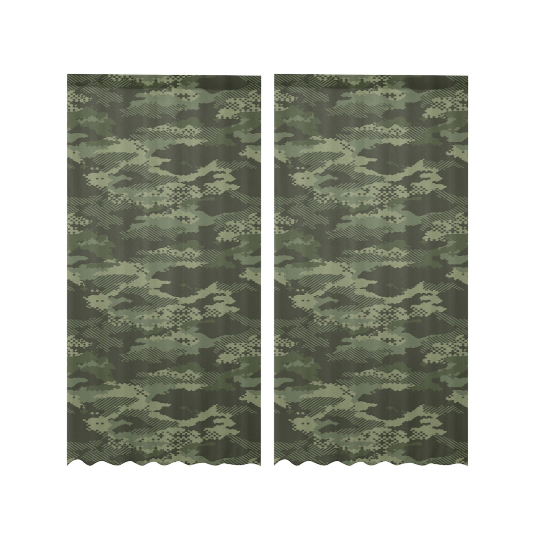 Digital Green camouflage pattern Gauze Curtain
