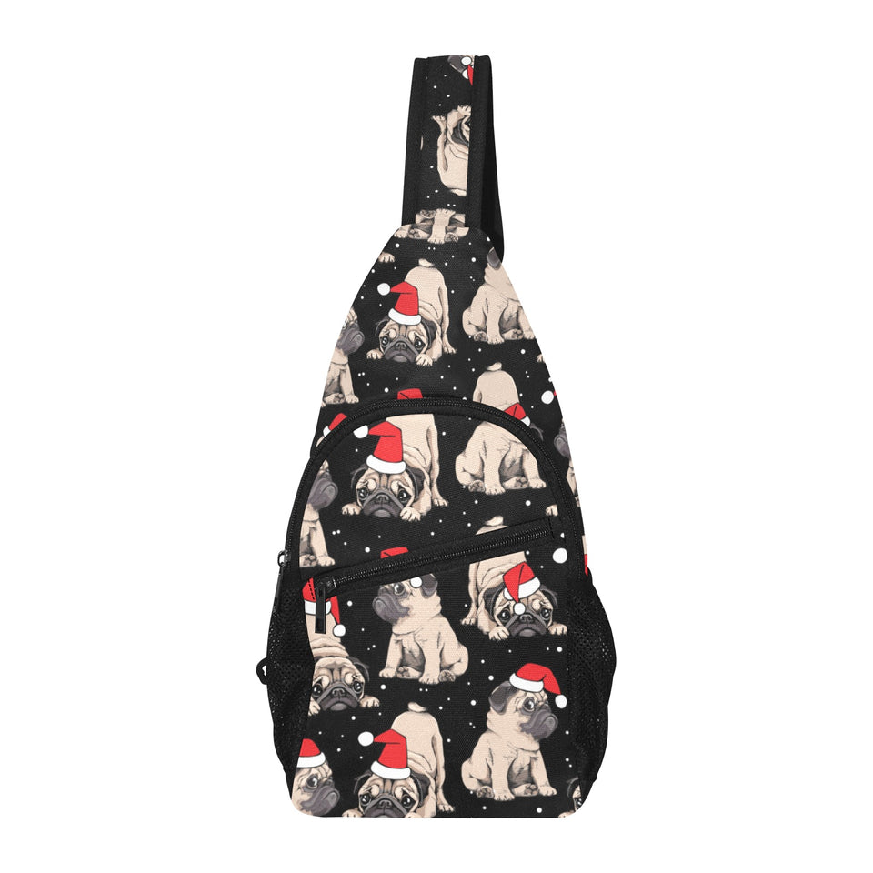 Christmas Pugs Santa_s red cap pattern All Over Print Chest Bag