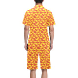 Potato Chips Pattern Print Design 05 Men's V-Neck Short Pajama Set