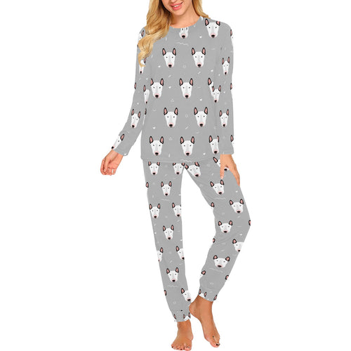 Bull Terrier Pattern Print Design 05 Women's All Over Print Pajama Set