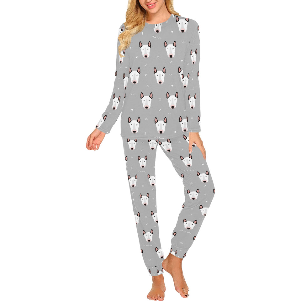 Bull Terrier Pattern Print Design 05 Women's All Over Print Pajama Set