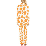 Orange Maple Leaf pattern Women's Long Pajama Set