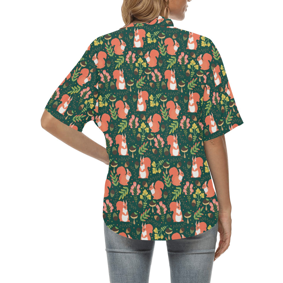 Squirrel Pattern Print Design 03 Women's All Over Print Hawaiian Shirt