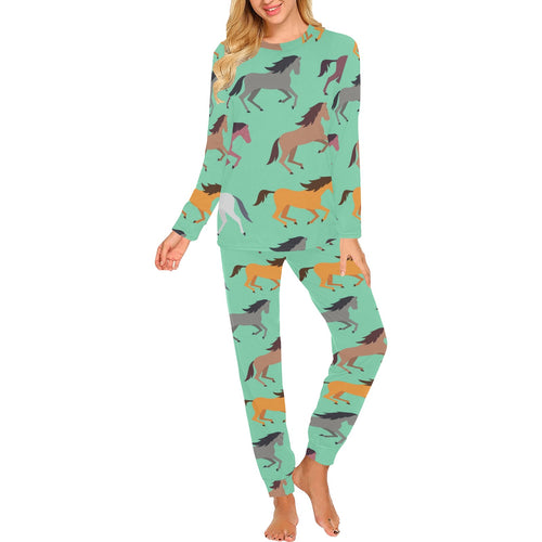 Colorful horses pattern Women's All Over Print Pajama Set