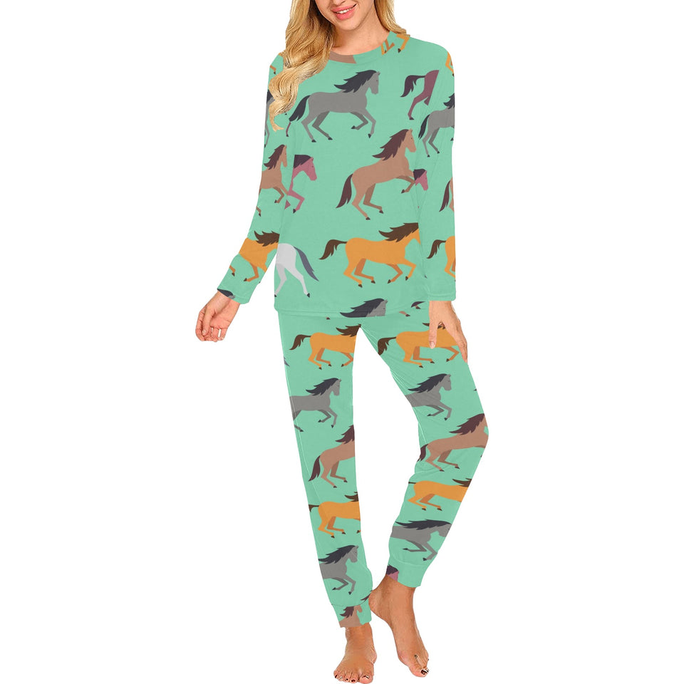 Colorful horses pattern Women's All Over Print Pajama Set