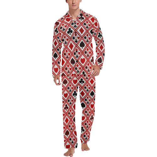 Casino Cards Suits Pattern Print Design 03 Men's Long Pajama Set