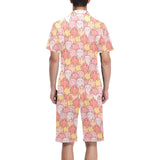 Pig Pattern Print Design 04 Men's V-Neck Short Pajama Set