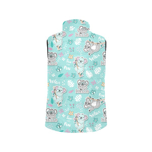 Cute koalas blue background pattern Men's Padded Vest