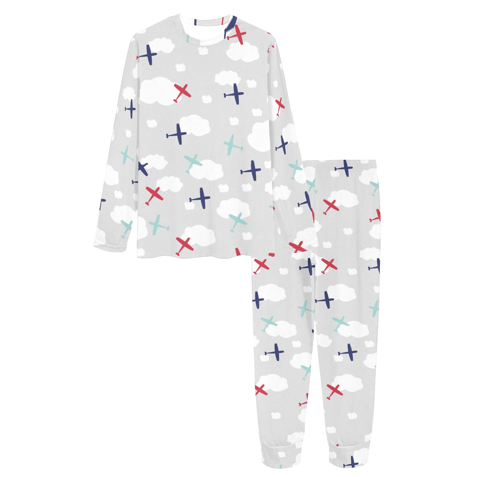 Airplane cloud grey background Women's All Over Print Pajama Set