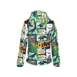 dinosaurs print pattern Women's Padded Hooded Jacket