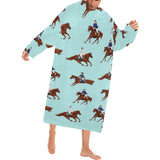 Horses running horses rider pattern Blanket Robe with Sleeves