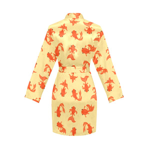 Goldfish Pattern Print Design 02 Women's Long Sleeve Belted Night Robe