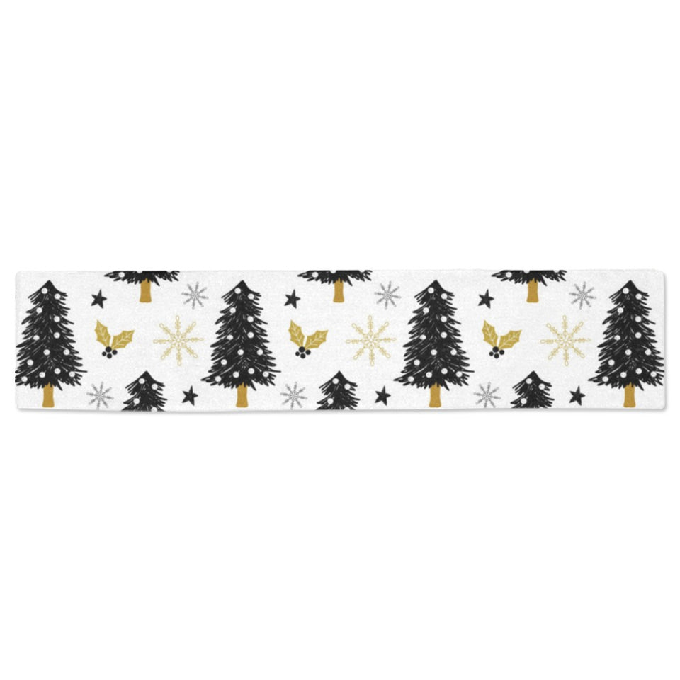 Christmas tree holly snow star pattern Table Runner