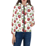 Red apples pattern Women's Padded Hooded Jacket